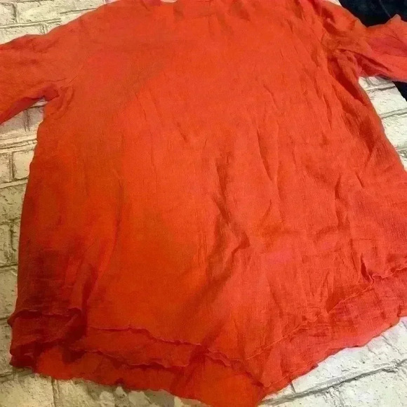 Women’s Soft Surroundings Orange Textured Layered Tunic Blouse Size Medium - Picture 5 of 5